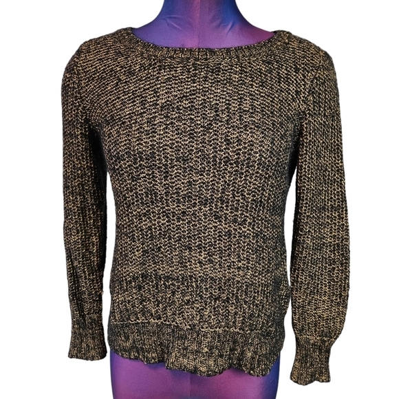 Eileen Fisher Black & Gold Knit Mohair Blend Sweater Size SP Women's Petite M15 - Picture 1 of 8